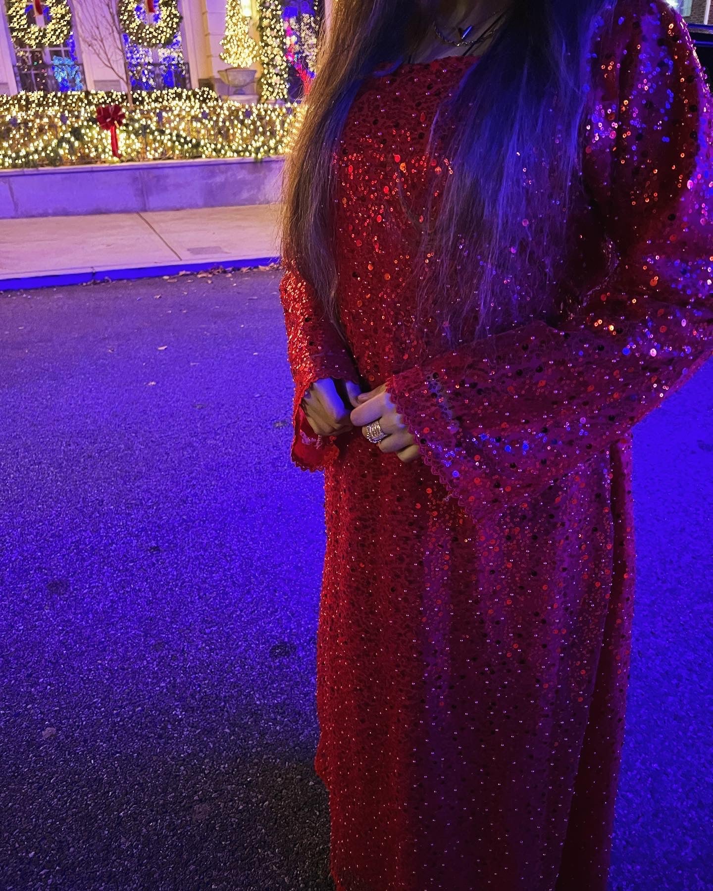 Embellished Ruby Red Abaya